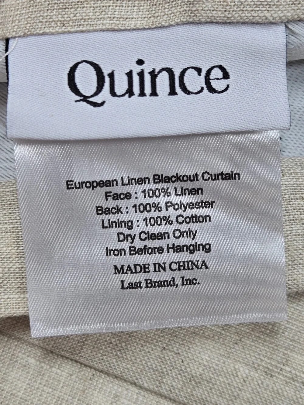 NWT QUINCE Set Of 2 48x96 European Linen True Blackout Curtains Flax 0003